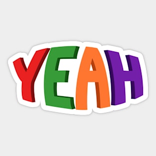 3D YEAH Multicolored Typographic Design Sticker